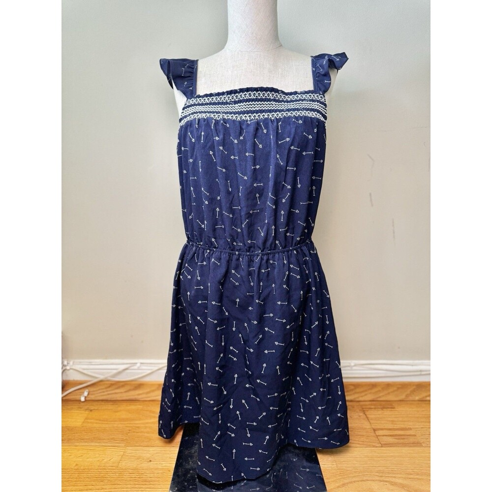 Xhilaration Flutter Sleeve Arrow Navy Knee-Length Lightweight Summer Dress Sz M